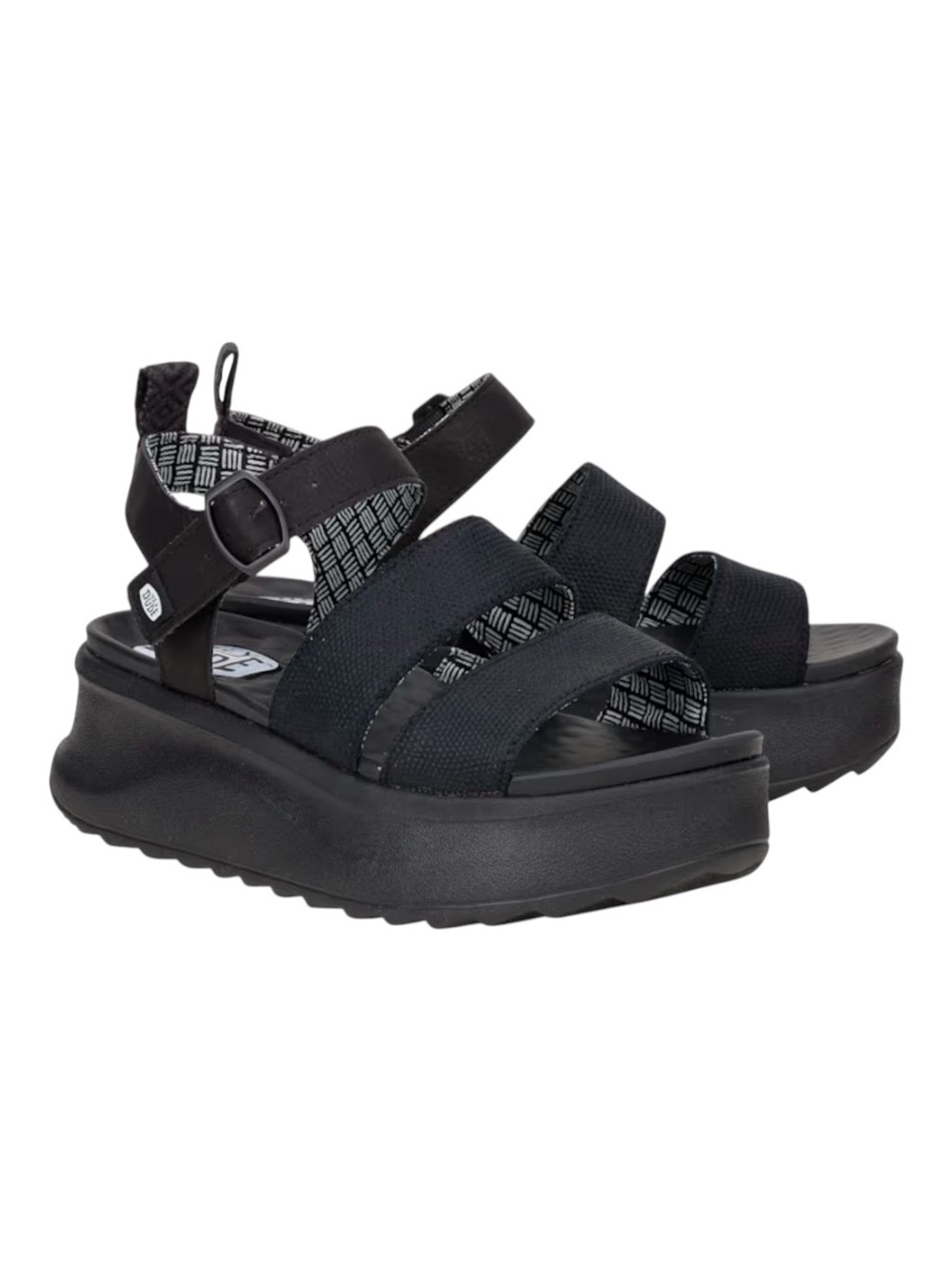 HEYDUDE Delray Buckle Classic Black Platform Strap Sandals Size 10